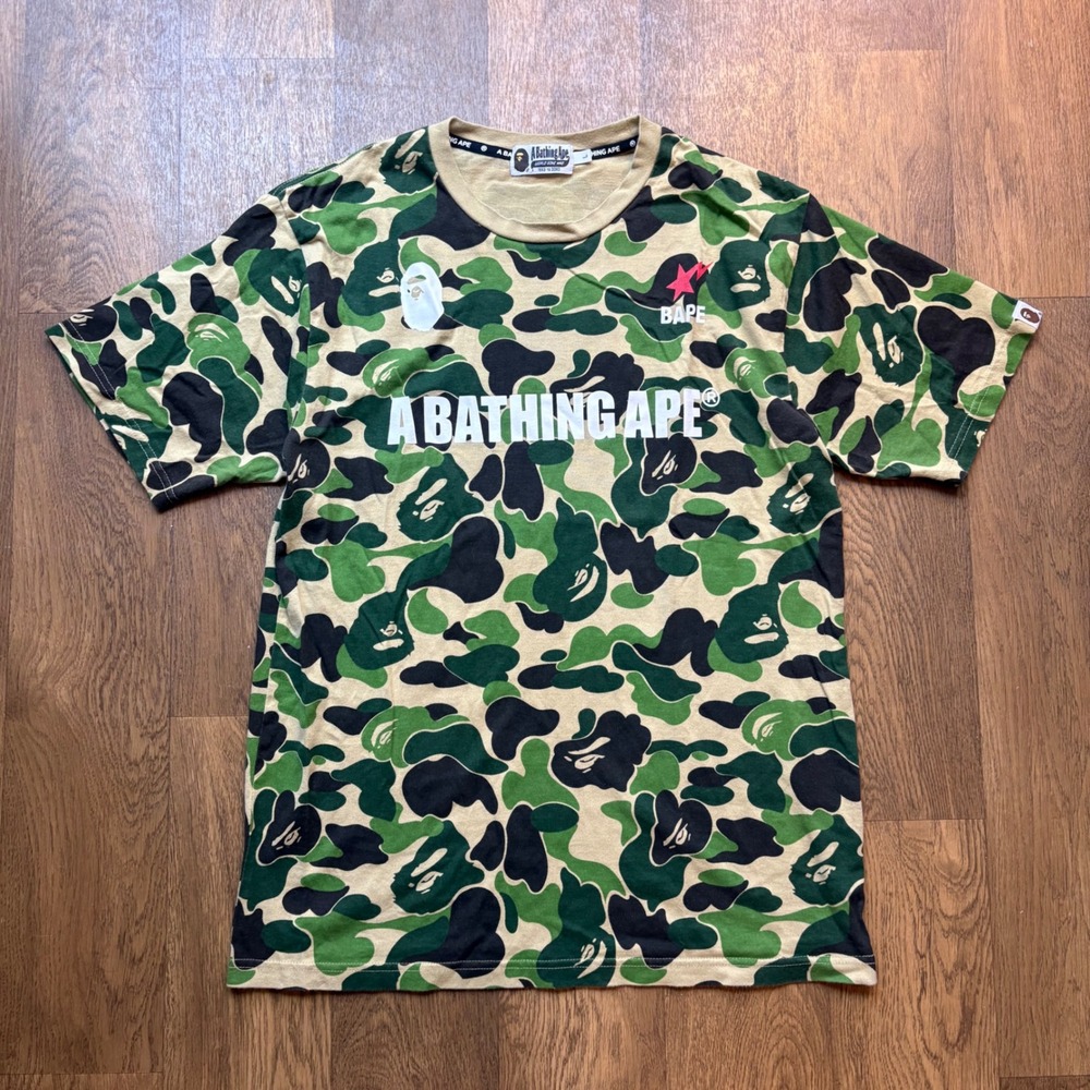 BAPE A Bathing Ape Streetwear Style Green Camo ABC Camo Graphic T Shirt